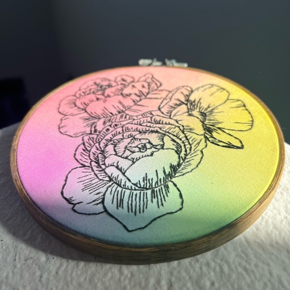 5 inch floral water color hand embroidery - Picture 2 of 3